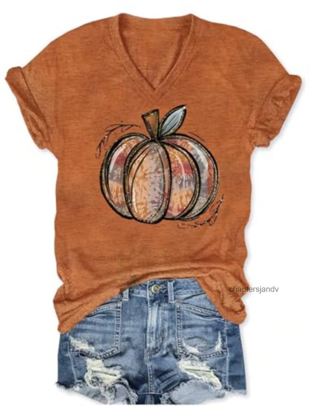 Women's V-Neck Boho Wildflowers Graphic Tee Casual Summer T-Shirt